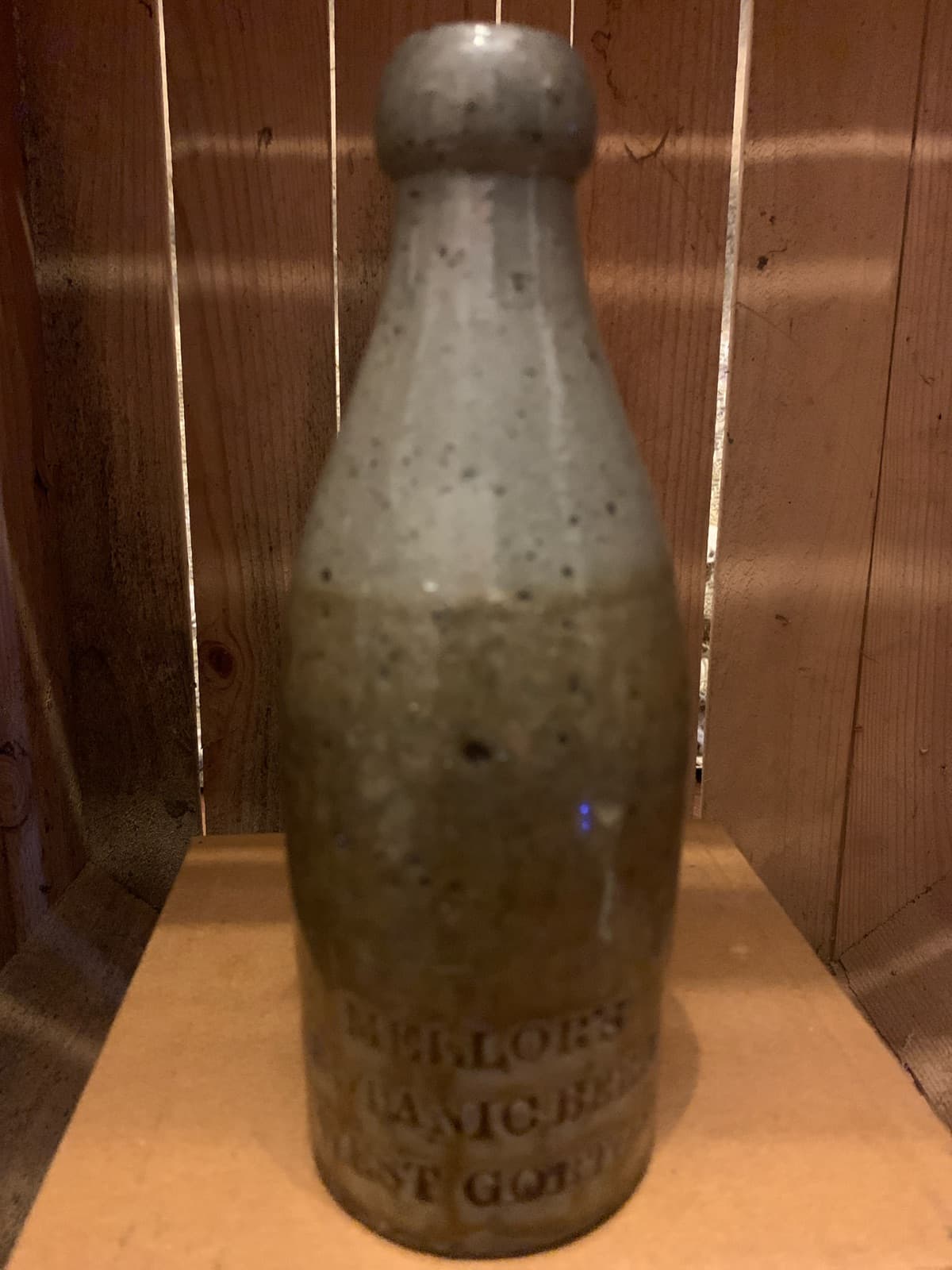 Vintage Embossed Stoneware Bottle