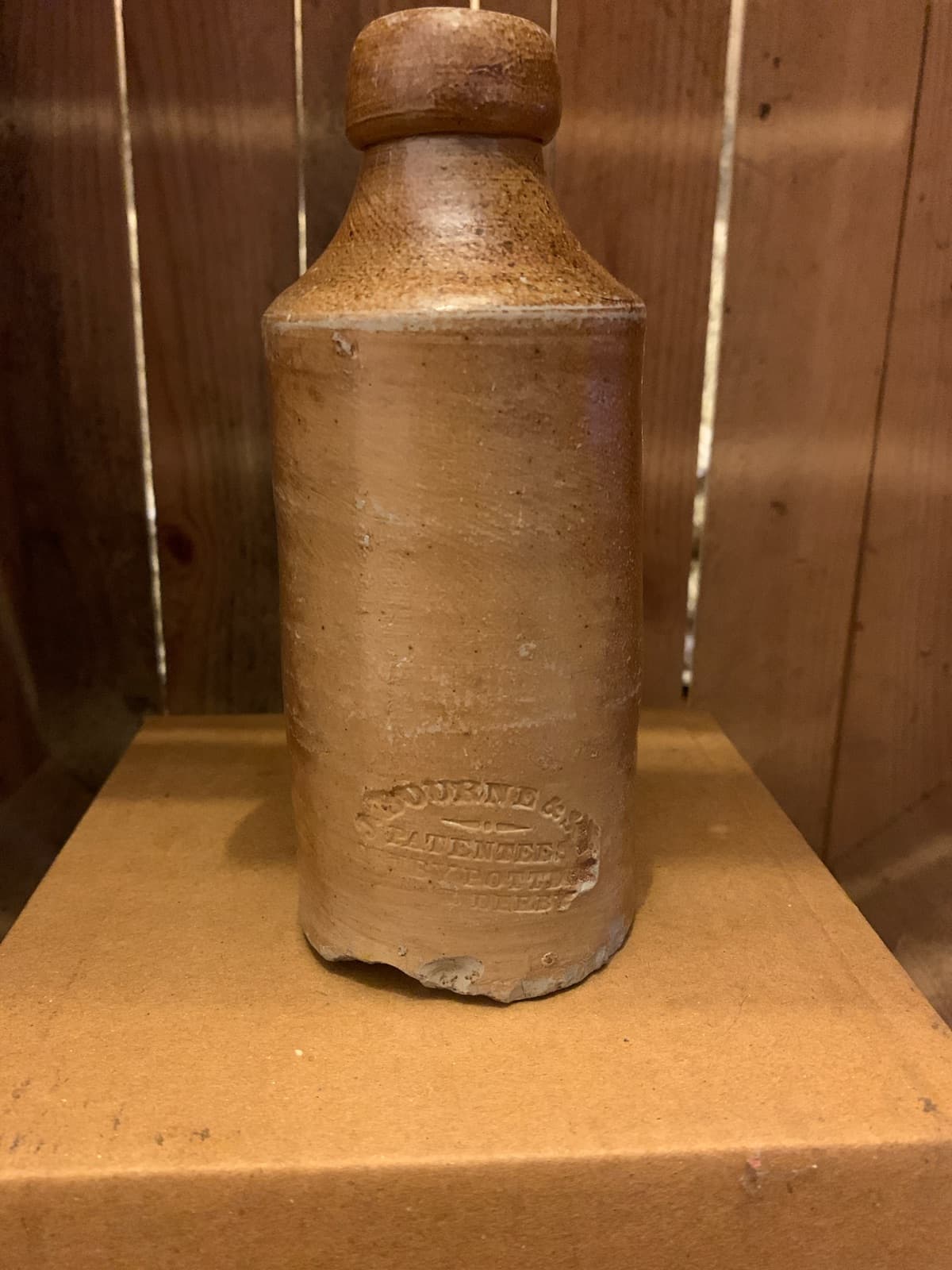 Antique Stoneware Bottle with Embossed Seal