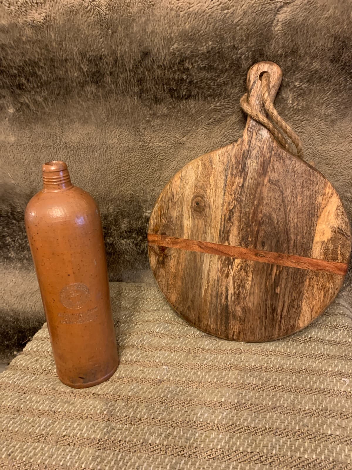 Small Wooden Round Cutting Board with Rope Handle