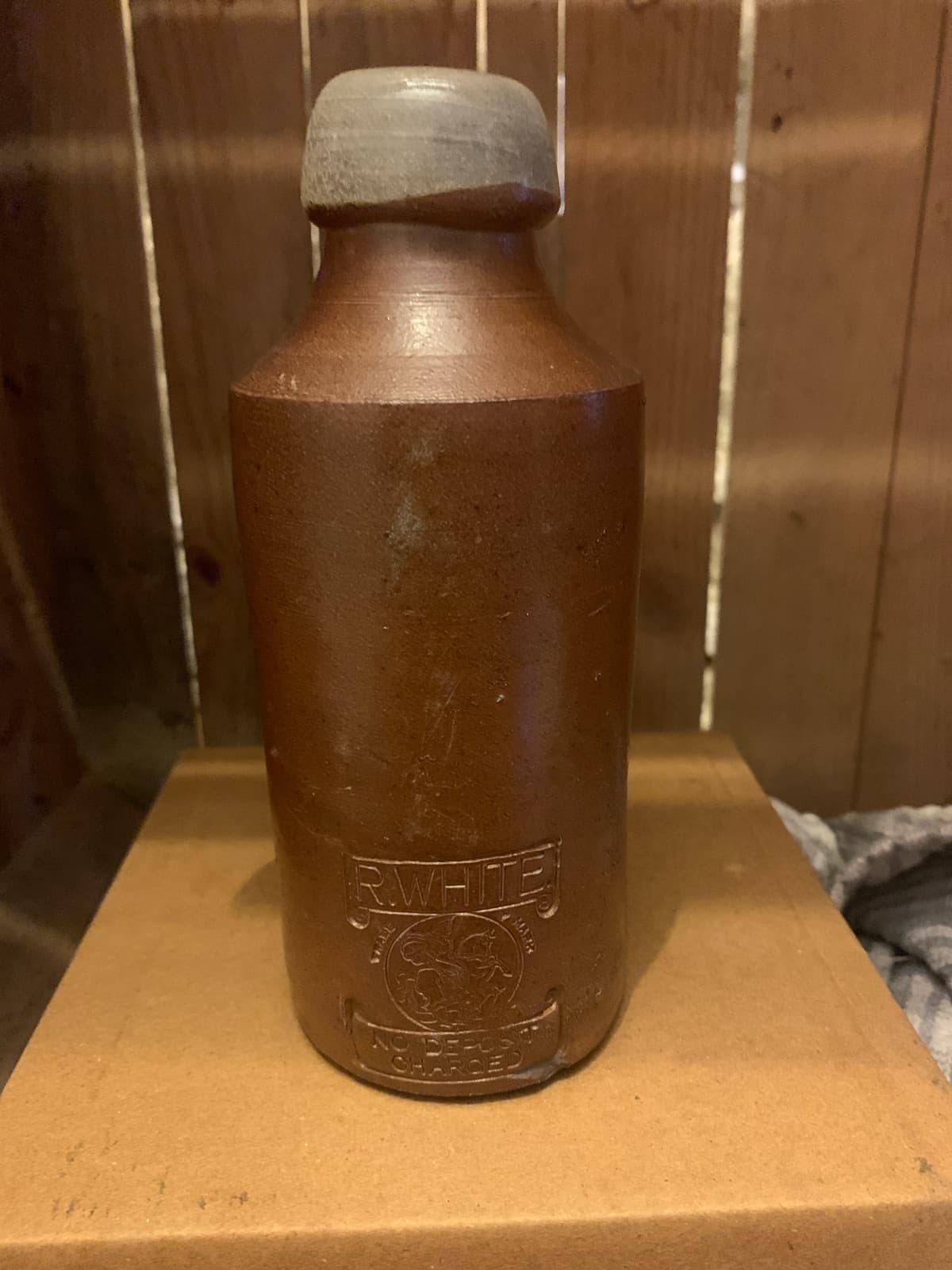 Vintage Brown Stoneware Bottle