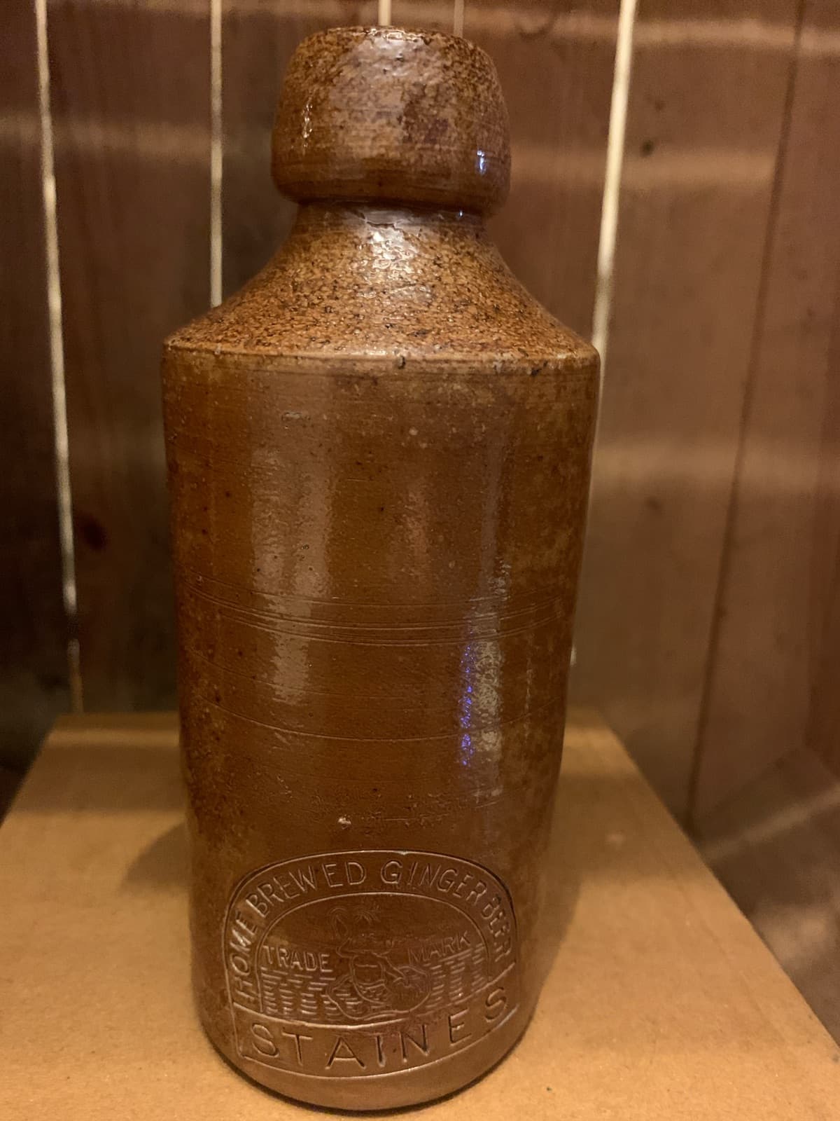 Vintage Stoneware Ginger Beer Bottle with Stopper