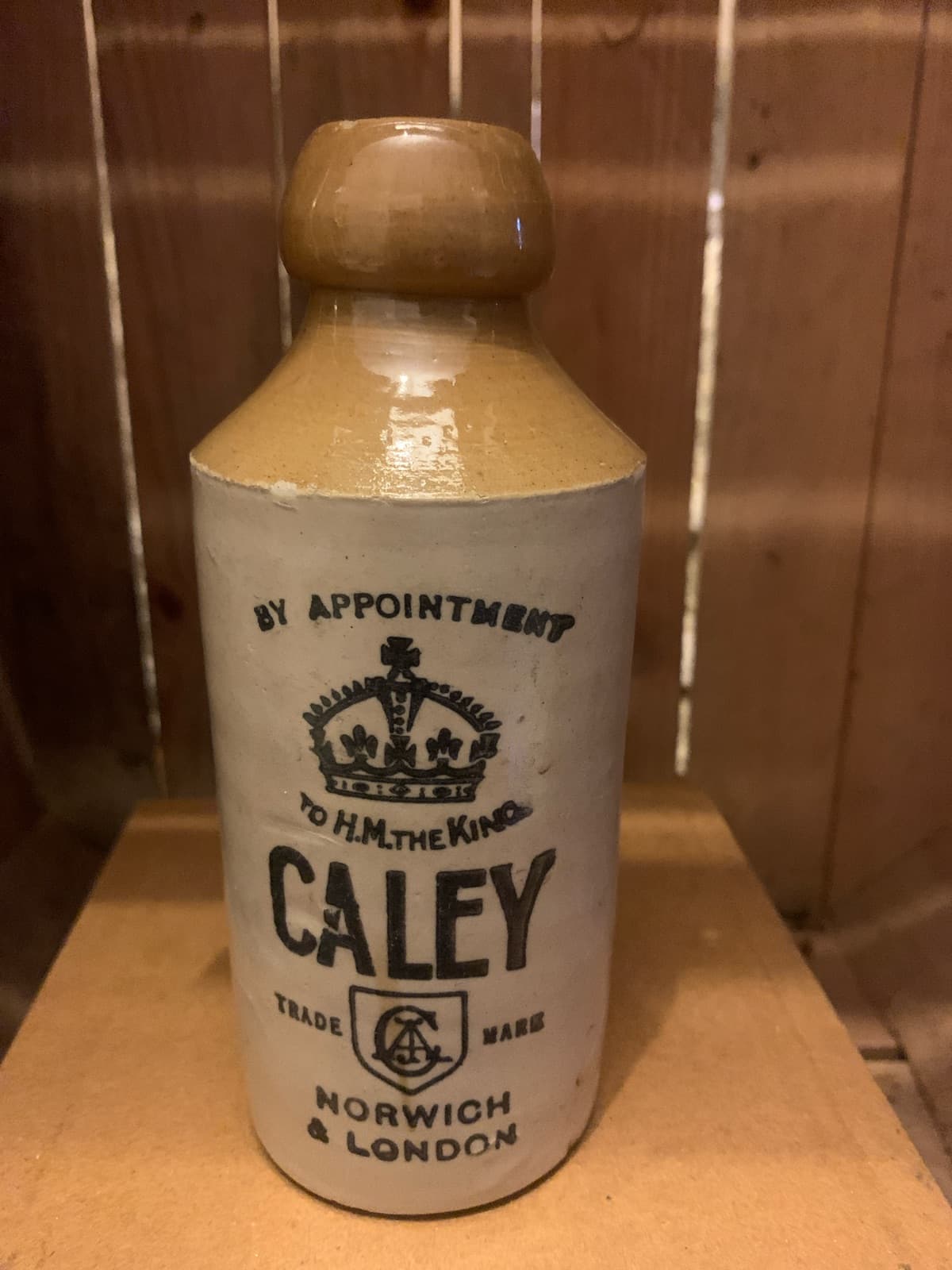 Vintage Caley Stoneware Bottle by Appointment to HM The King