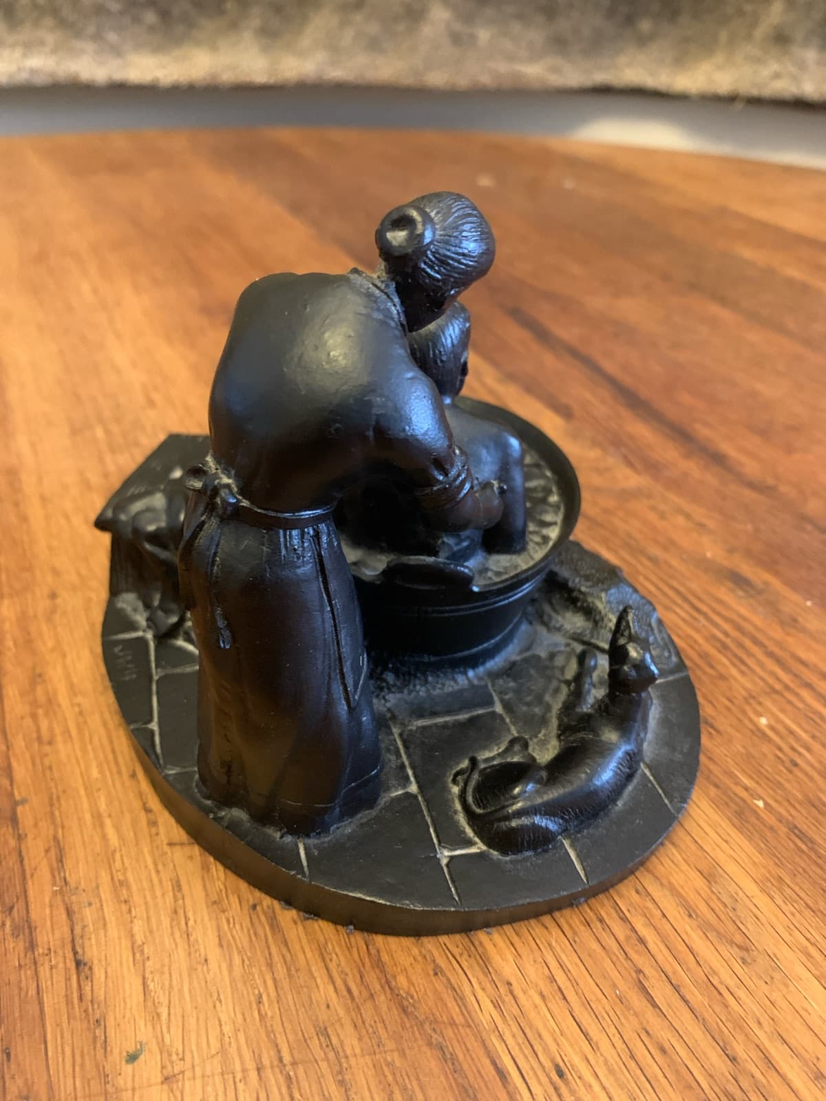 Vintage miniature coal sculpture titled “The Scrubbing” from the Coal Heritage Collection