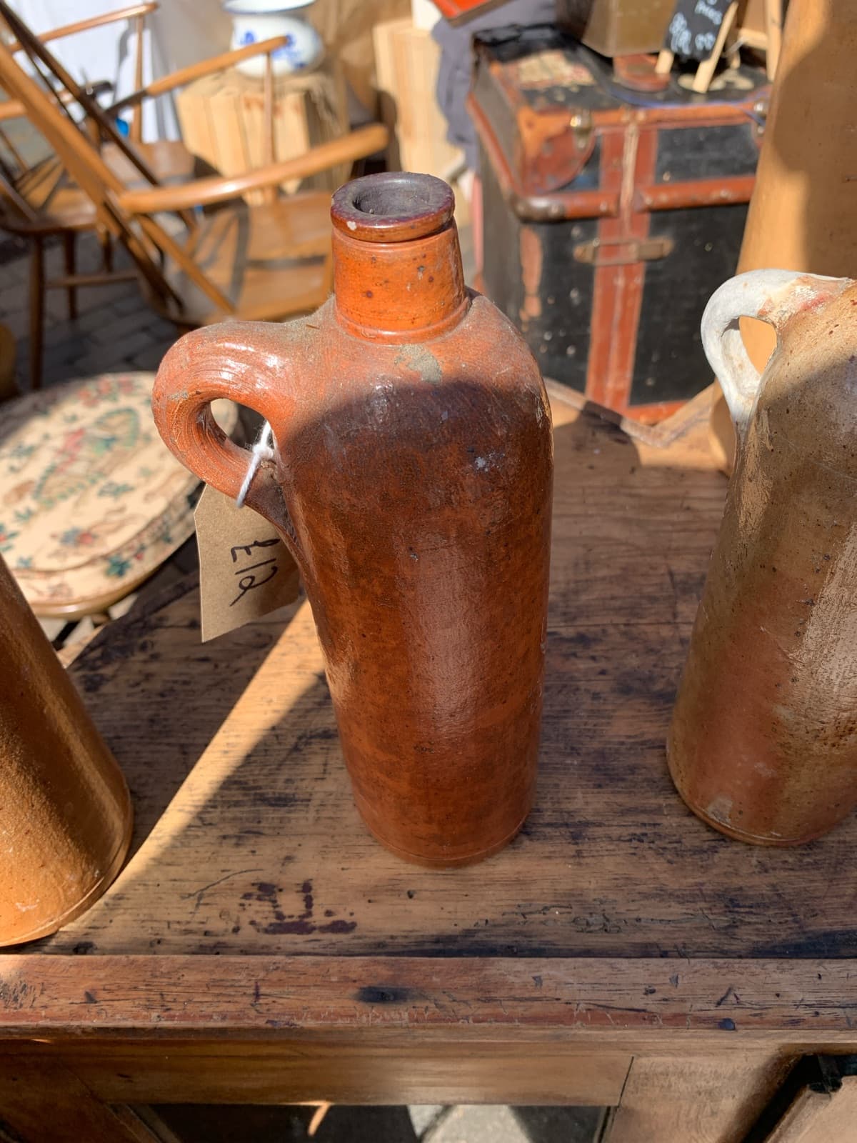 Medium Vintage Terracotta Mineral Water Jug with Handle