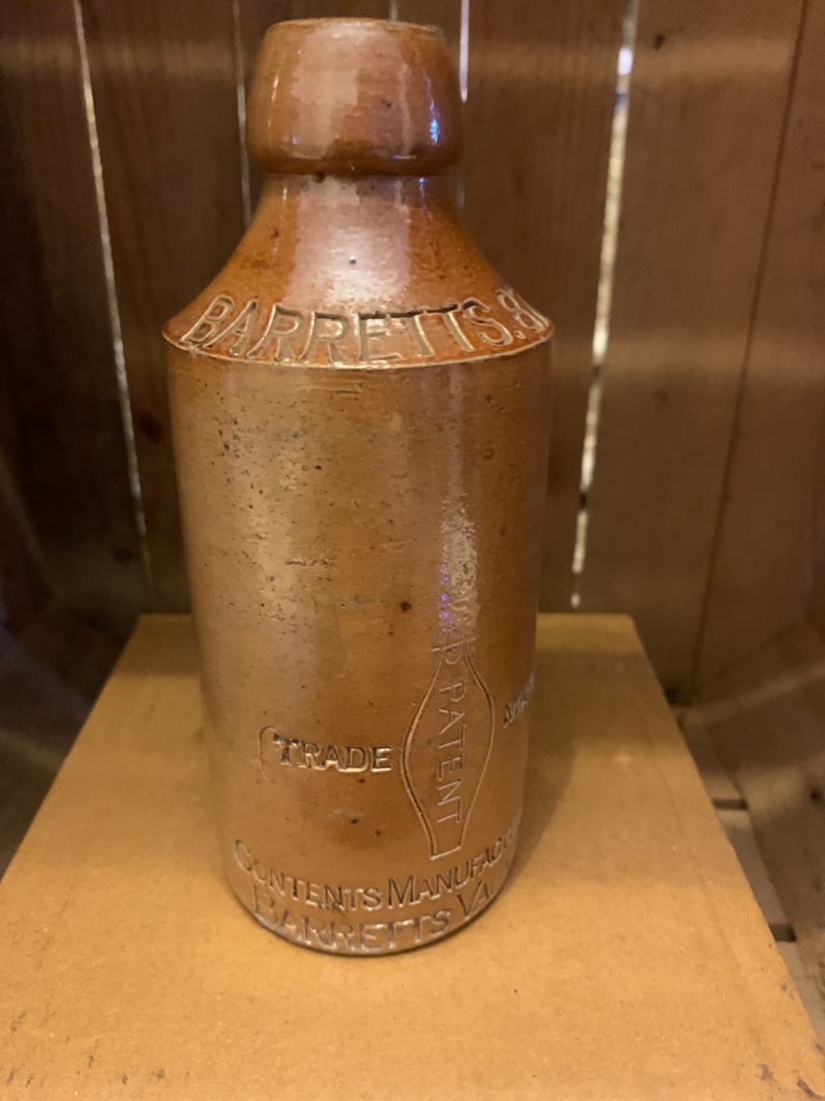 Vintage Barrett's Stoneware Bottle with Embossed Details