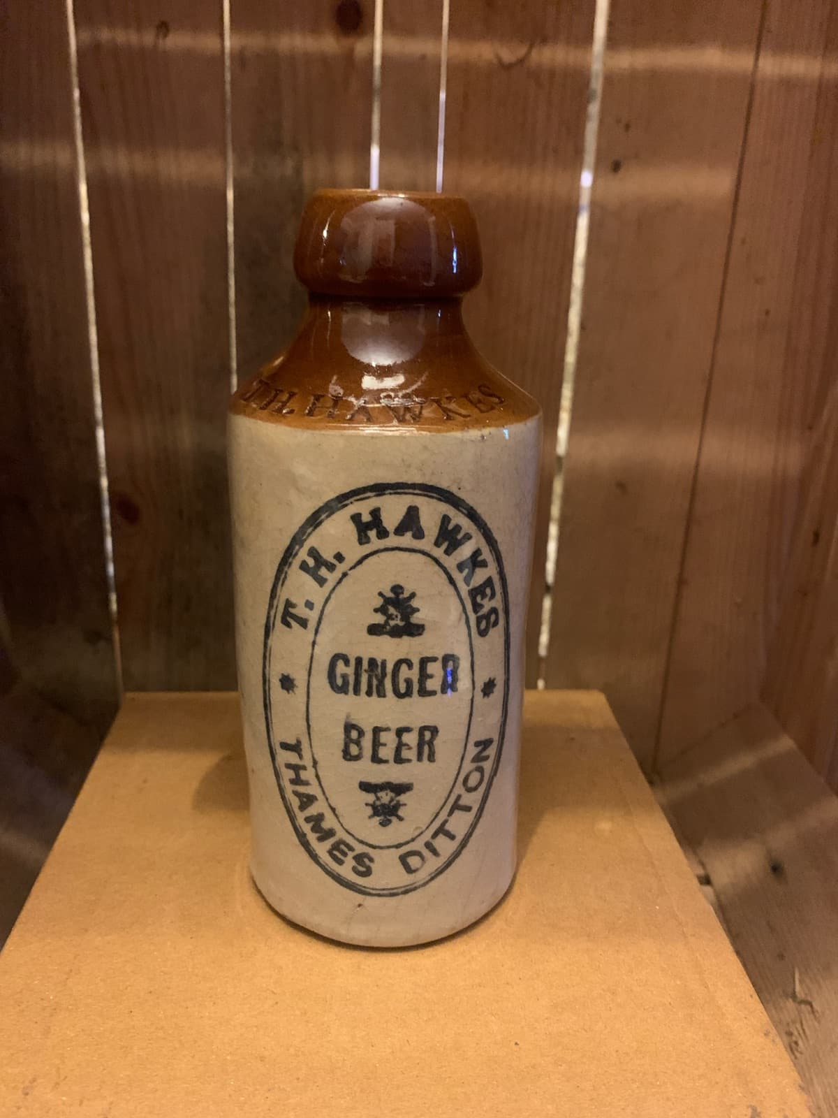 Vintage T.H. Hawkes Ginger Beer Stoneware Bottle