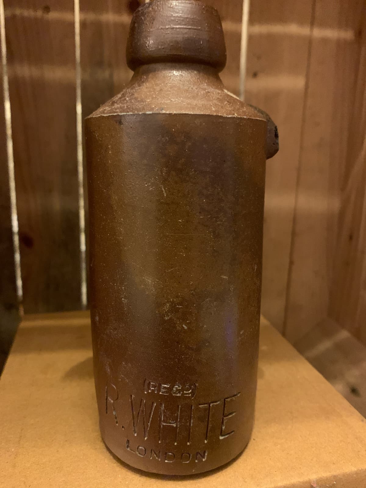 Vintage R. White's Stoneware Bottle - London