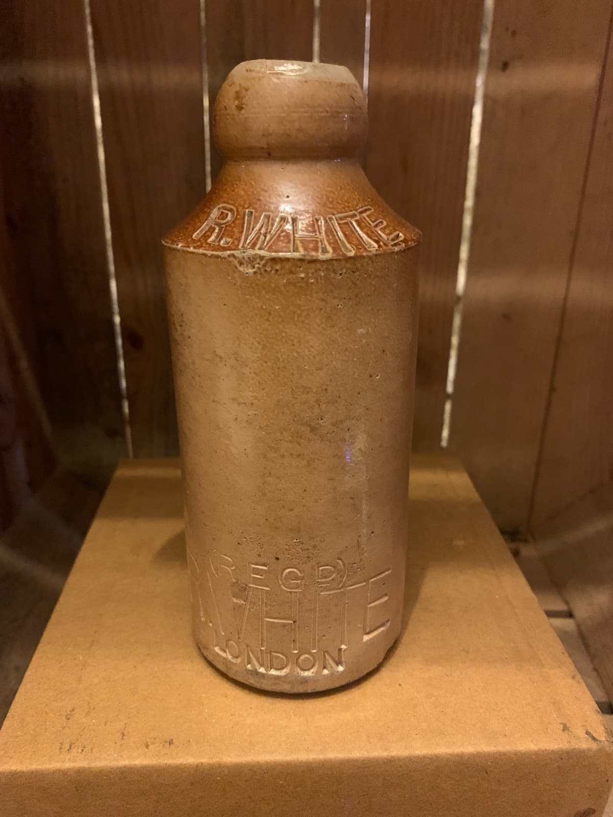 Vintage R. White's Stoneware Bottle - London