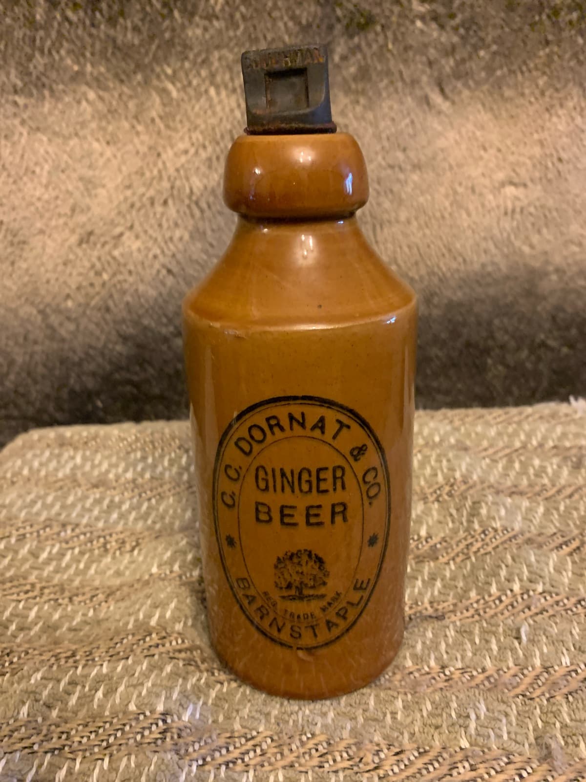 Rare Vintage C. Dornat & Co Ginger Beer Stoneware Bottle with Stopper